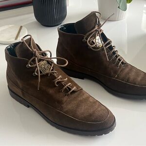 RARE Joan & David Brown Ankle Boots Suede Lace Up Vintage 90s Vibram Bootie 7N